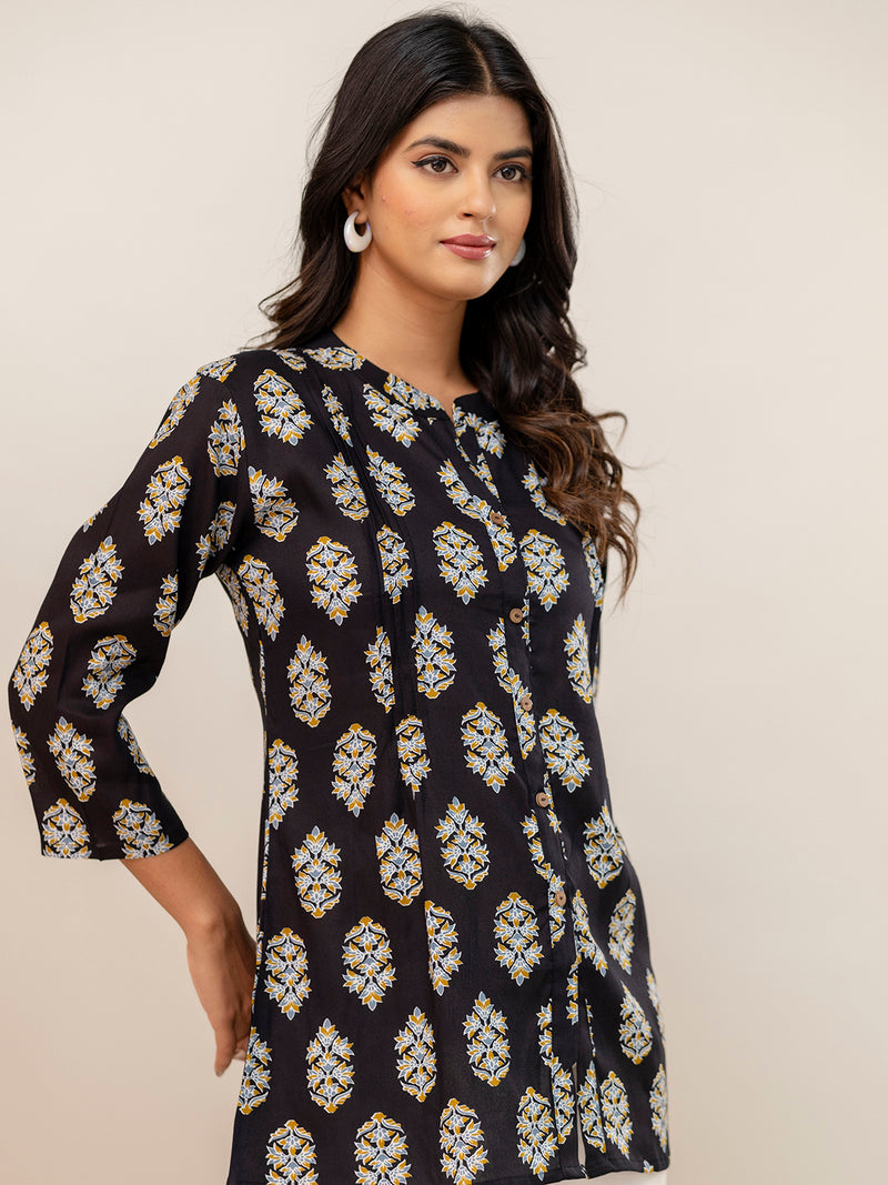 Elegant Mandarin Collar Printed Tunic – Stylish & Comfortable, Sizes