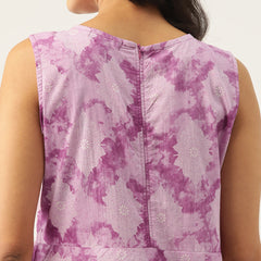 Cotton Printed Sleeveless Straight Long Kurti