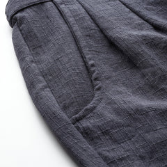 Blue Linen Trouser - Ankle-Length Pant , Partially Elasticated ,Double Pockets