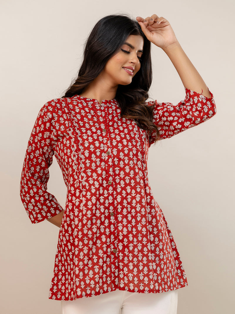 Elegant Mandarin Collar Printed Tunic – Stylish & Comfortable, Sizes