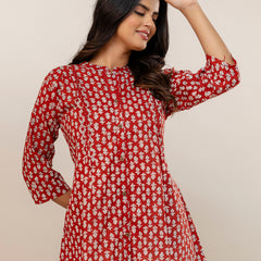 Elegant Mandarin Collar Printed Tunic – Stylish & Comfortable, Sizes