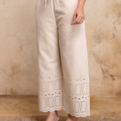 Women’s Cotton Embroidered Wide-Leg Palazzos | Soft, Breathable & Elegant