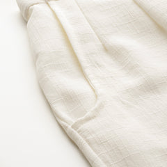 Cream Linen Trouser - Ankle-Length Pant , Partially Elasticated ,Double Pockets