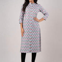Feranoid Straight Knee Length Grey Colour Kurta For Women