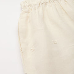 Beige Palazzos | Embroidered Elegnace With Elastic Waist & Single Pocket