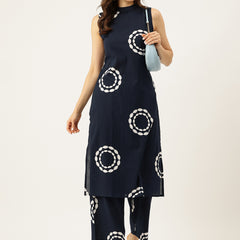 Floral Sleeveless Cotton Co-Ord Set with Choker Neckline – Pure Cotton | Sizes S–XXL