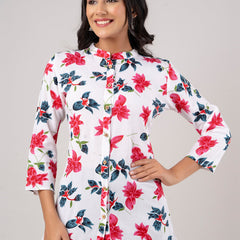 Printed Floral Rayon Shirt Tunic