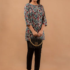 Women Multi Cotton Printed Short Kurti