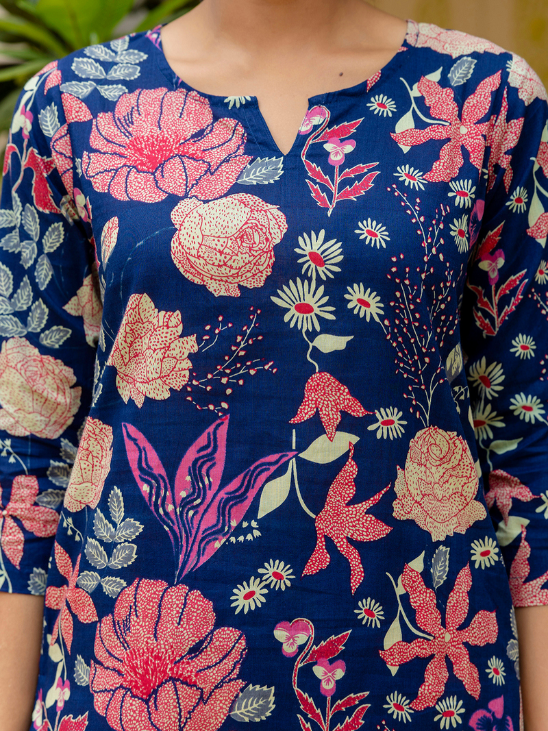 Blue Breezy Printed Cotton Co-Ord Set for Comfortable All-Day Wear