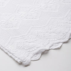 White White Embroidered Cotton Palazzos–Elastic Waist & Ankle-Length with Side Pocket