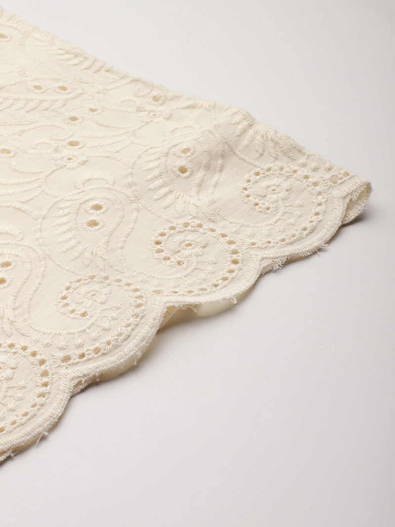 Beige Palazzos | Embroidered Elegnace With Elastic Waist & Single Pocket