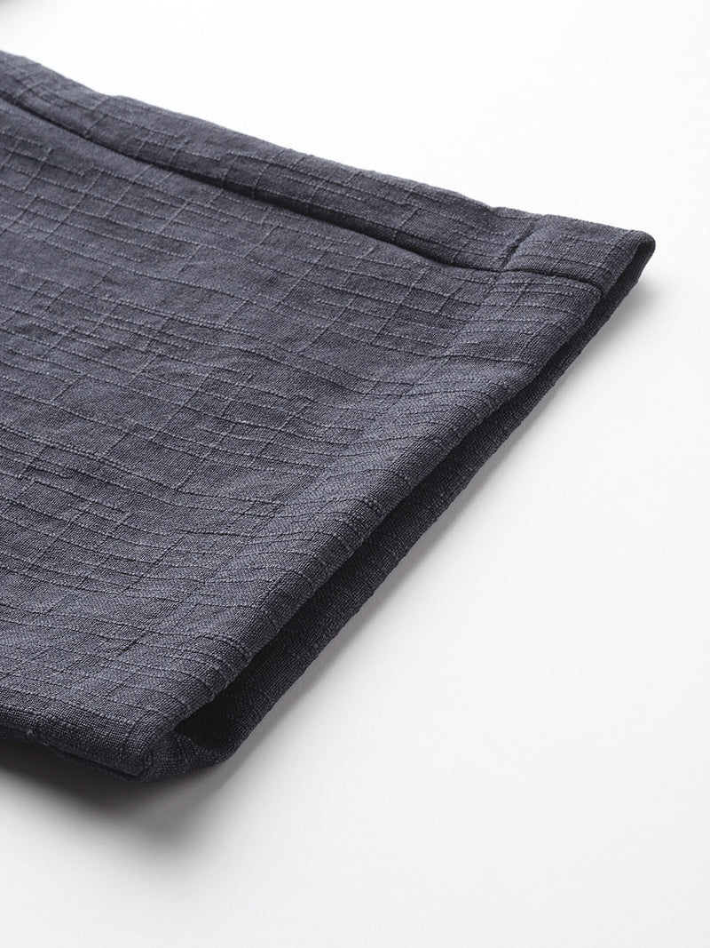 Blue Linen Trouser - Ankle-Length Pant , Partially Elasticated ,Double Pockets