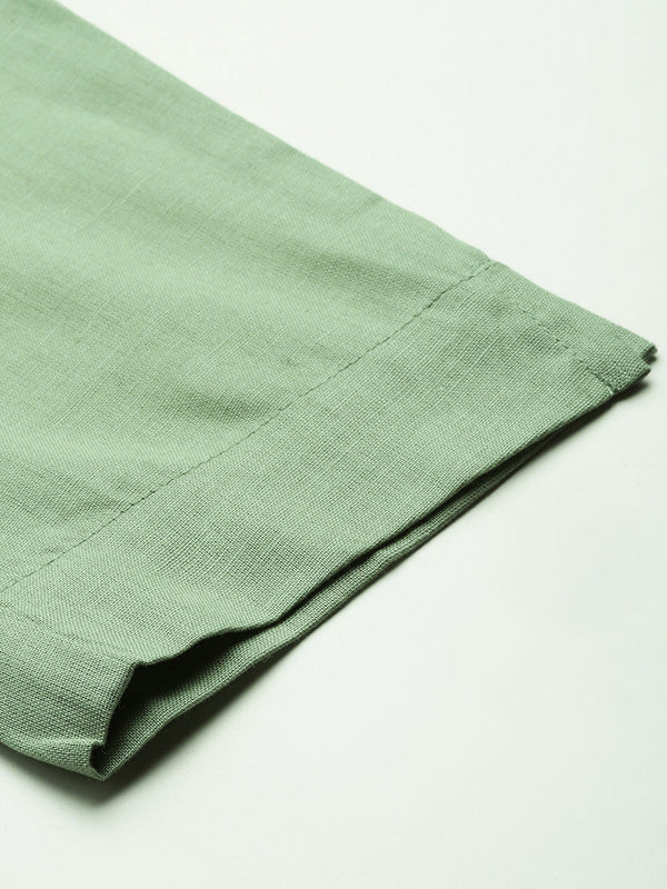 Cotton Pants - Double Pockets, Adjustable Waist, and Ankle-Length Fit