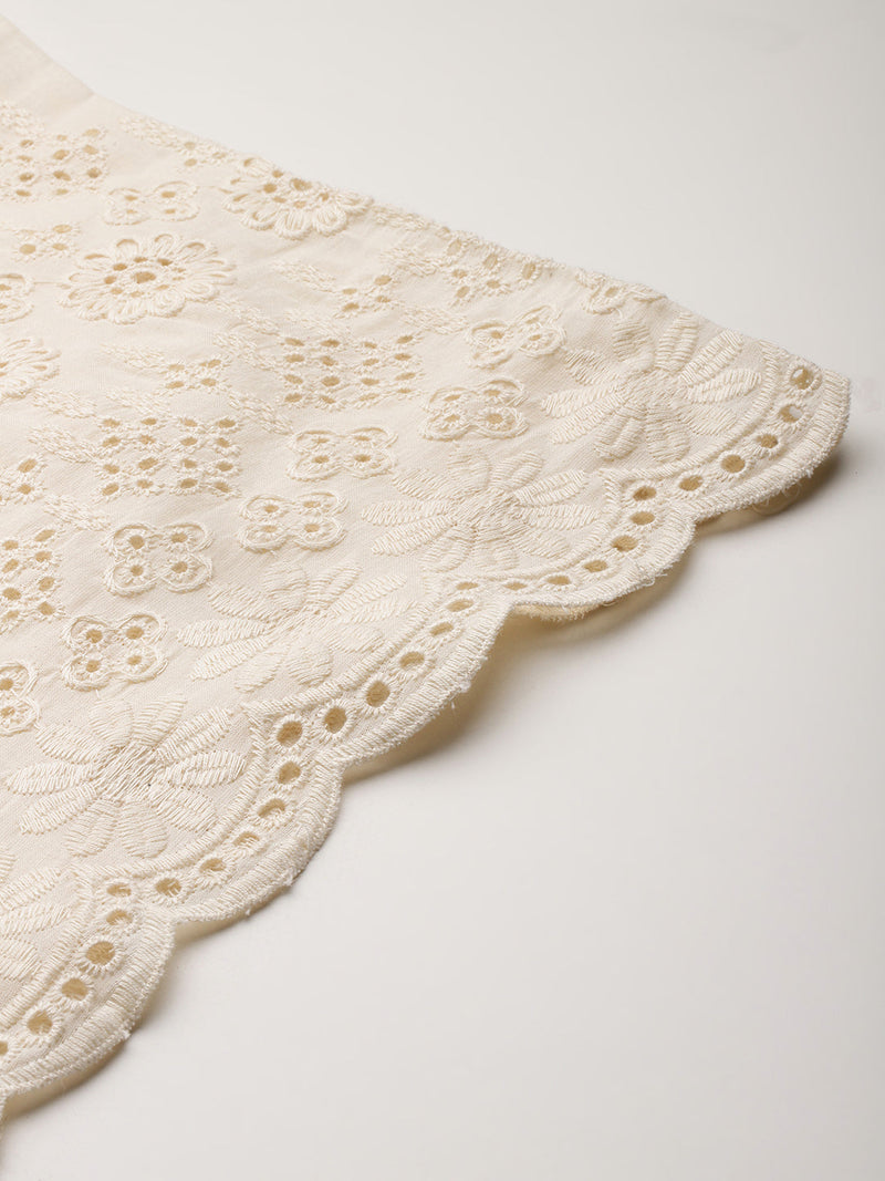 Beige Palazzos | Embroidered Elegnace With Elastic Waist & Single Pocket