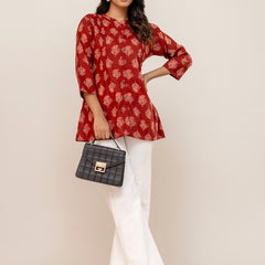 Elegant Mandarin Collar Printed Tunic – Stylish & Comfortable, Sizes