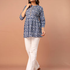 Top – Mandarin Collar, 3/4 Sleeves, Flattering Fit (Sizes S–XXL)