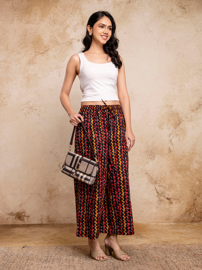Women’s Elegant Cotton Printed Palazzos | Breathable & Flowy Fit