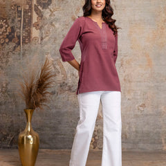 Elegant Short Kurti for Women – 3/4 Sleeves | Round Neck |
