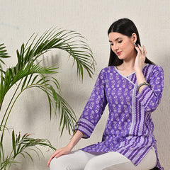 Graceful Wrap-Style Angrakha Cotton Kurti for Everyday Wear