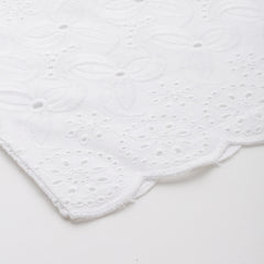 White White Embroidered Cotton Palazzos–Elastic Waist & Ankle-Length with Side Pocket