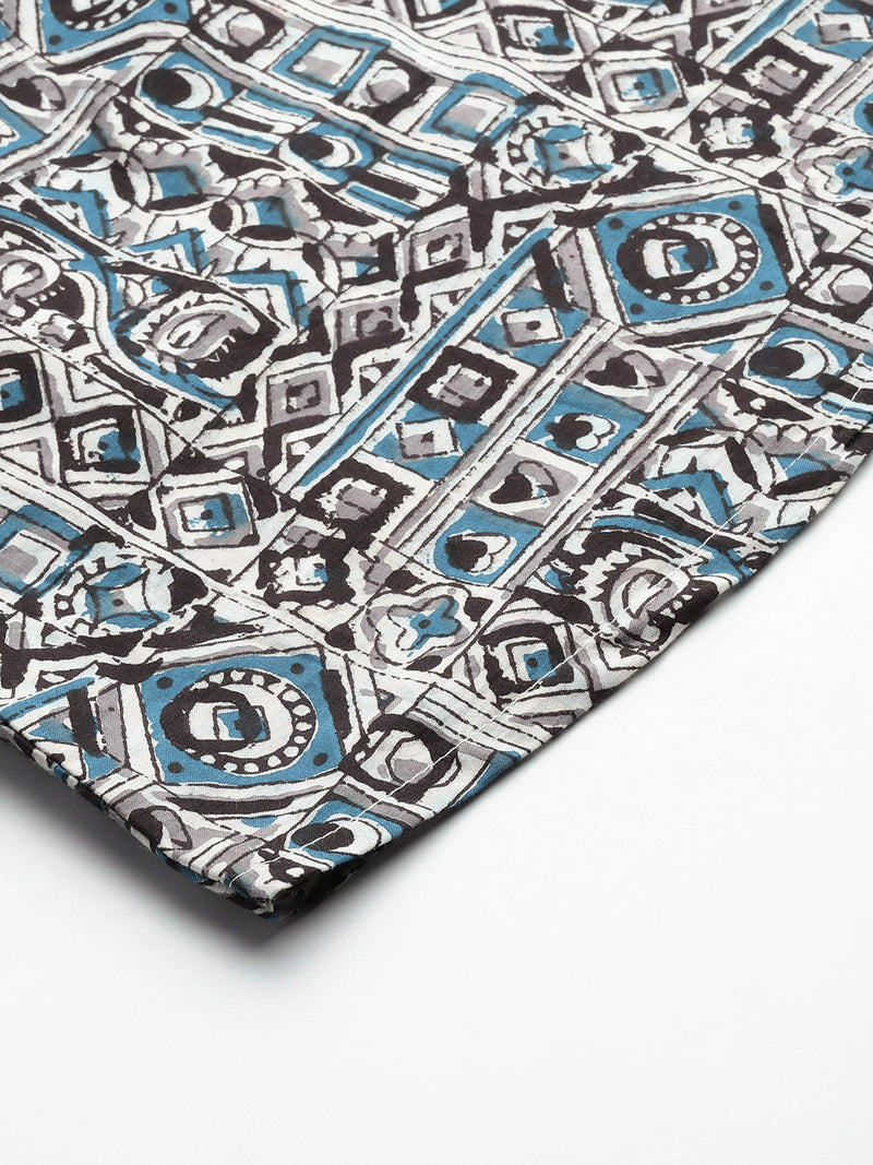 Blue Trendy Women's Blue Printed Cotton Palazzos - Elasticated Waist & Ankle-Length Fit