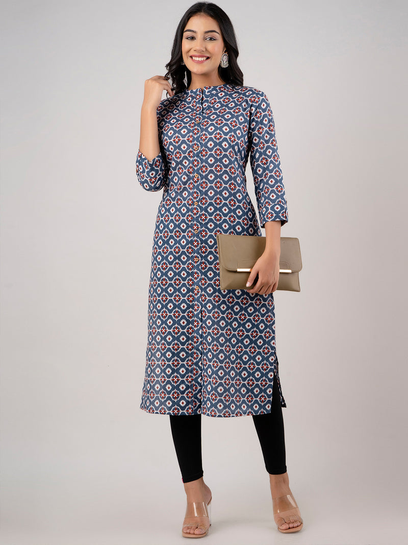 Feranoid Straight Knee Length Red Colour Kurta For Women