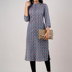 Feranoid Straight Knee Length Red Colour Kurta For Women