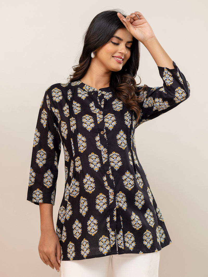 Elegant Mandarin Collar Printed Tunic – Stylish & Comfortable, Sizes