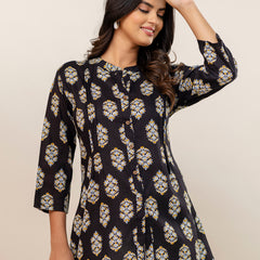 Elegant Mandarin Collar Printed Tunic – Stylish & Comfortable, Sizes
