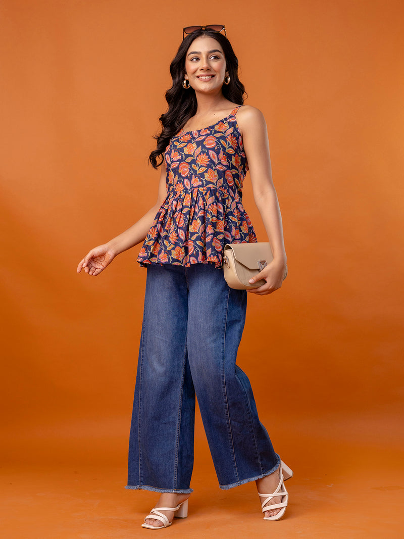 Strappy Peplum Top – Flattering Fit, All-Day Comfort, Sizes XS–XXL.