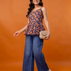 Strappy Peplum Top – Flattering Fit, All-Day Comfort, Sizes XS–XXL.