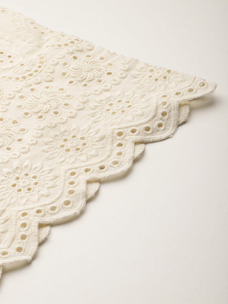 Beige Palazzos | Embroidered Elegnace With Elastic Waist & Single Pocket