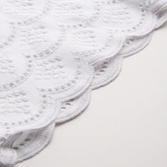 White Embroidered Palazzos–Fully Lined, Elastic Waist & Ankle-Length with Side Pocket