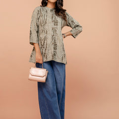 Elegant Mandarin Collar Printed Tunic – Stylish & Comfortable, Sizes