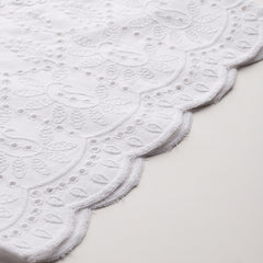 White Embroidered Palazzos–Fully Lined, Elastic Waist & Ankle-Length with Side Pocket