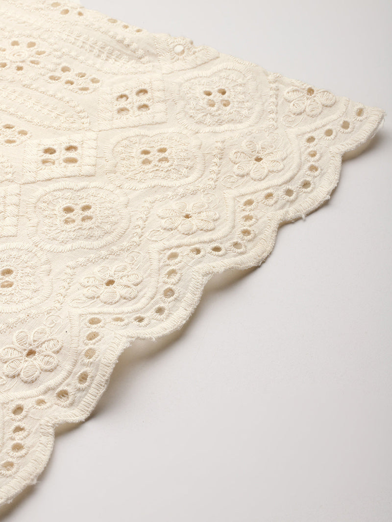 Beige Palazzos | Embroidered Elegnace With Elastic Waist & Single Pocket