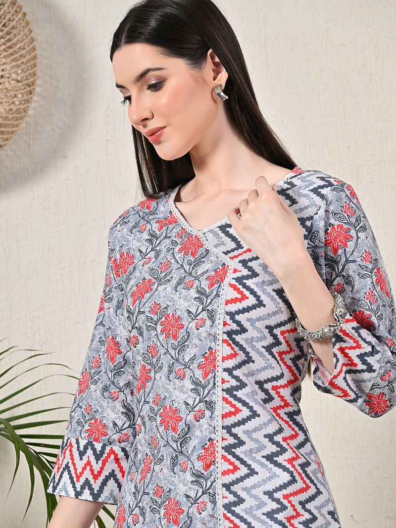 Graceful Wrap-Style Angrakha Cotton Kurti for Everyday Wear