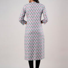 Feranoid Straight Knee Length Grey Colour Kurta For Women