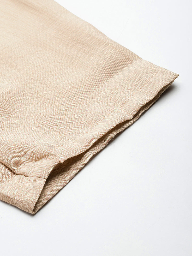 Off White Women's Embroidered Co-ord Set - Viscose Fabric Sleeveless Shirt and Pant