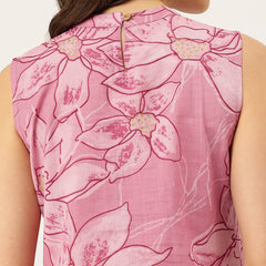 Floral Sleeveless Cotton Co-Ord Set with Choker Neckline – Pure Cotton | Sizes S–XXL