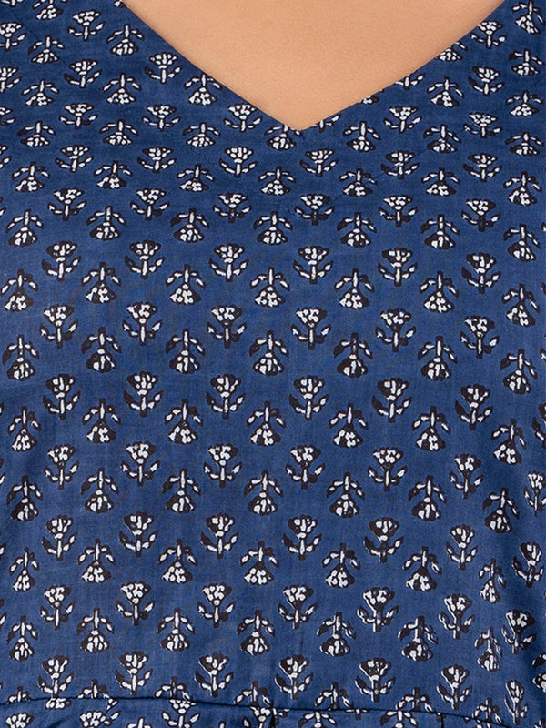 Ethnic Motifs Printed Gathers Cotton Tunic