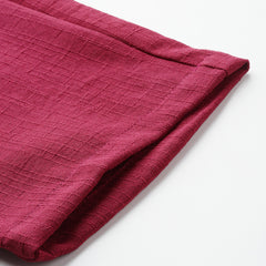 Maroon Linen Trouser - Ankle-Length Pant , Partially Elasticated ,Double Pockets