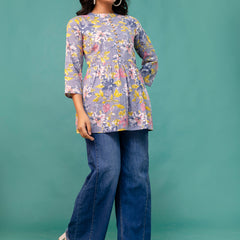 Tunic – Mandarin Collar, 3/4 Sleeves, Flattering Fit (Sizes S–XXL)