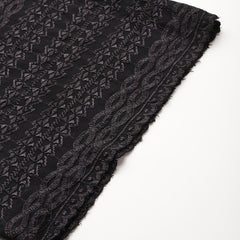 Black Black Embroidered Cotton Palazzos–Elastic Waist & Ankle-Length with Side Pocket