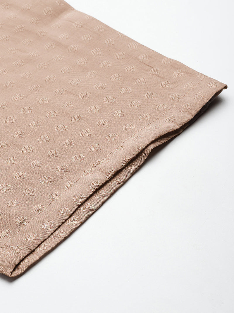 Beige Women's Embroidered Co-ord Set - Viscose Fabric Sleeveless Shirt and Pant