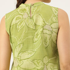 Floral Sleeveless Cotton Co-Ord Set with Choker Neckline – Pure Cotton | Sizes S–XXL