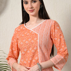 Graceful Wrap-Style Angrakha Cotton Kurti for Everyday Wear