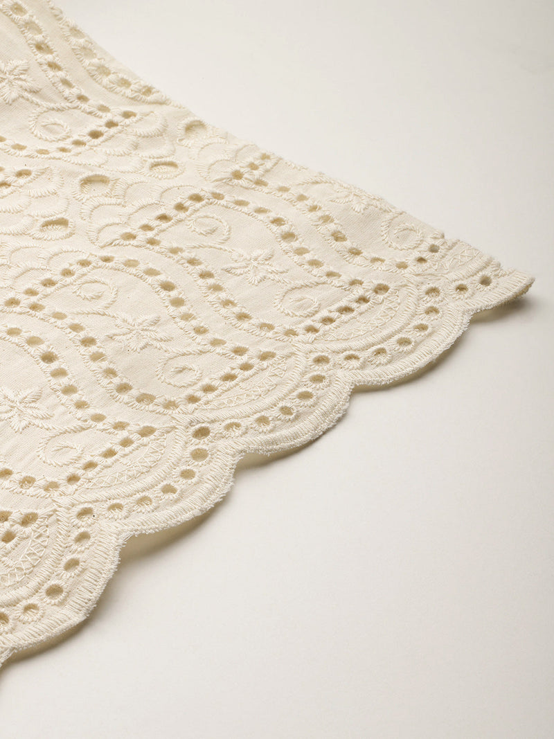 Beige Palazzos | Embroidered Elegnace With Elastic Waist & Single Pocket