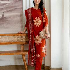 Printed Cotton Kurta Set with Ankle-Length Pants and Graceful Dupatta