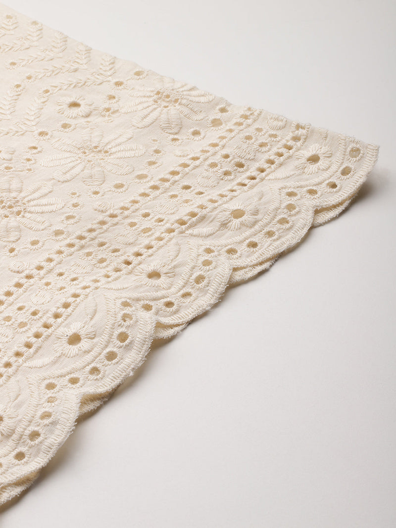 Beige Palazzos | Embroidered Elegnace With Elastic Waist & Single Pocket